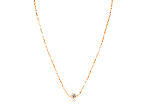 Ready to Ship Ultra Petite Brooke 14kt ROSE Gold Dainty Diamond Necklace,Solitaire Necklace, Layering Necklace,Gift For Her,Birthday Gift