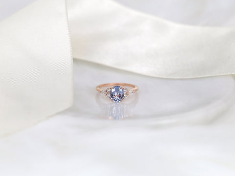 1.75ct Ready to Ship Thea 14kt Rose Gold Cornflower Sapphire Diamond Oval Cluster Ring