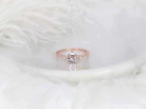 1.14ct Ready to Ship Juliet 14kt Rose Gold Blush Champagne Sapphire Diamond Cluster Ring