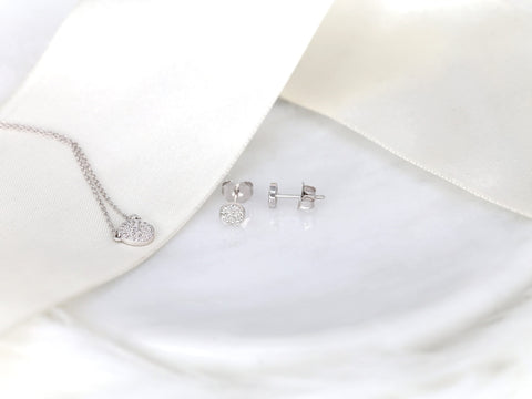 Diskco Gift Set 14kt Gold Diamond Pave Necklace + Earrings