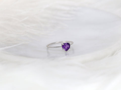 Ultra Petite Heartley 14kt Gold Purple Amethyst Heart Ring