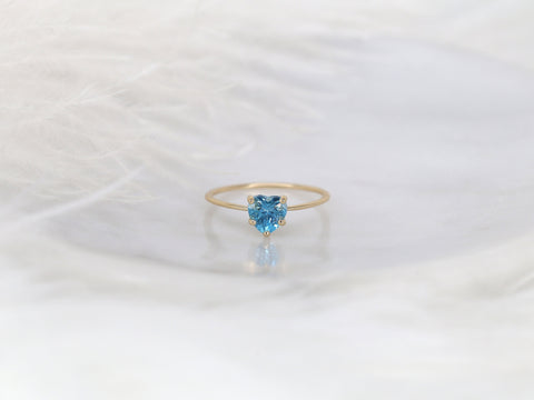Ultra Petite Heartley 14kt Gold Blue Topaz Heart Ring