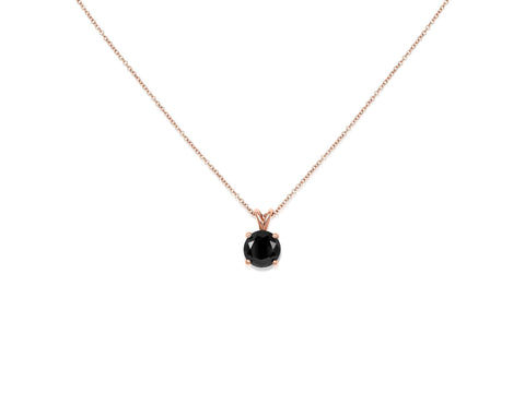 Donna 8mm 14kt Rose Gold Black Onyx Solitaire Necklace,Unique Black Onyx Necklace,Gift For Her,Anniversary Gift,Birthday Gift