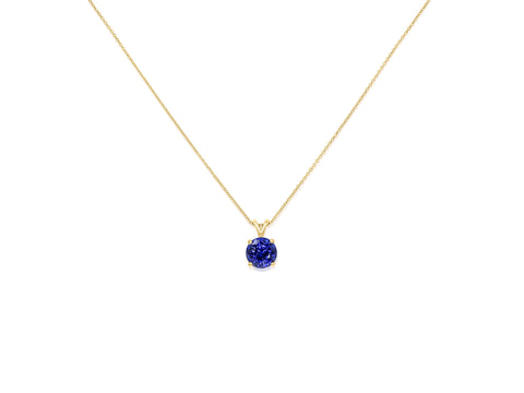 Ready to Ship Donna 6mm 14kt White Gold Blue Sapphire Solitaire Necklace,Dainty Sapphire Necklace,September Birthstone,Gift For Her