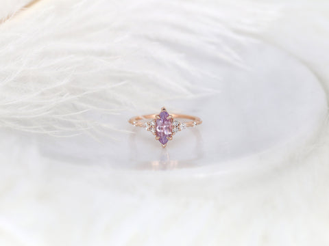 1.20ct Ready to Ship Astrid 14kt Rose Gold Blush Sapphire Diamond Marquise Cluster Ring