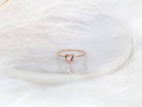 Ultra Petite Heartley 14kt Rose Gold Morganite Dainty Heart Stacking Ring