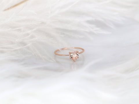 Ultra Petite Heartley 14kt Rose Gold Morganite Dainty Heart Stacking Ring