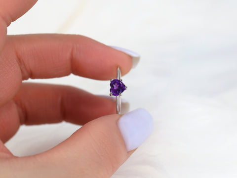 Ultra Petite Heartley 14kt Gold Purple Amethyst Heart Ring