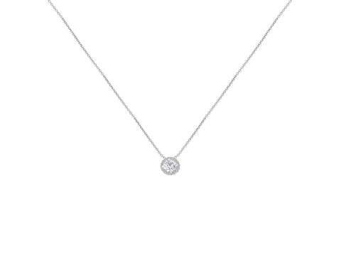 0.50ct Ready to Ship Gemma 5mm 14kt YELLOW Gold Moissanite Diamond Halo Necklace