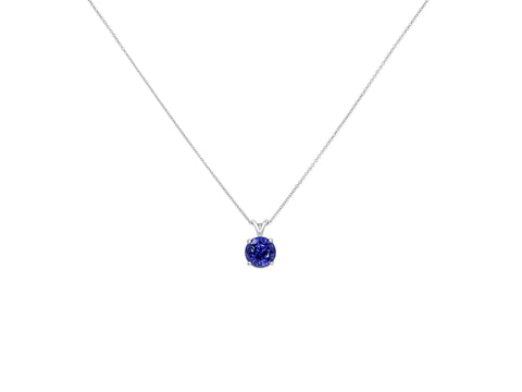 Ready to Ship Donna 6mm 14kt White Gold Blue Sapphire Solitaire Necklace,Dainty Sapphire Necklace,September Birthstone,Gift For Her