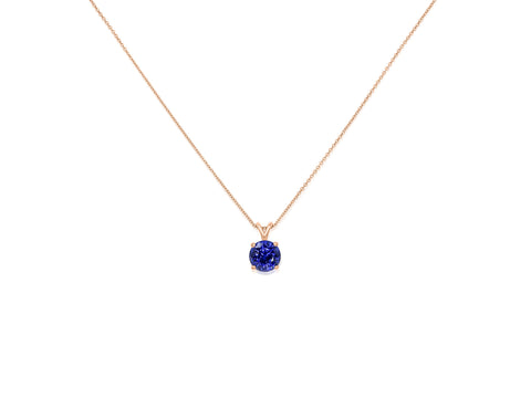 Ready to Ship Donna 8mm 14kt White Gold Blue Sapphire Necklace,Dainty Blue Solitaire Necklace,September Birthstone,Anniversary Gift