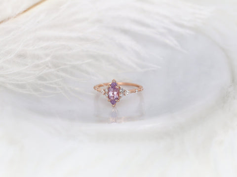 1.20ct Ready to Ship Astrid 14kt Rose Gold Blush Sapphire Diamond Marquise Cluster Ring