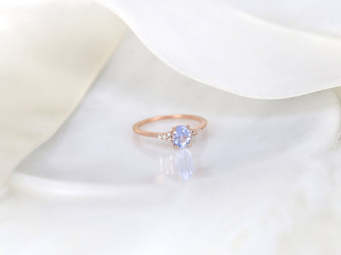 0.81ct Ready to Ship Maddy 14kt Rose Gold Cornflower Lavender Sapphire Diamond Oval Cluster Ring