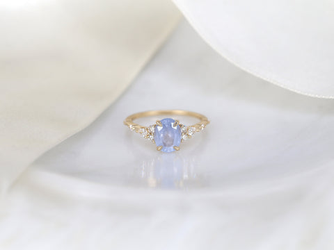 1.81ct Ready to Ship Aspen 14kt Gold Frosted Galaxy Cornflower Sapphire Diamond Oval Cluster Ring