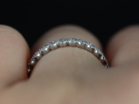 Ready to Ship Petite Bubbles (Size 7) 14kt White Gold Bezel WITH Milgrain Diamond FULL Eternity Ring