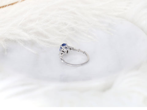 1.85ct Ready to Ship Aspen 14kt White Gold Lavender Cornflower Sapphire Diamond Oval Cluster Ring