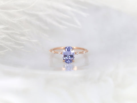 1.95ct Ready to Ship Alix 14kt Rose Gold Lavender Sapphire Diamond Dainty Oval Solitaire Ring