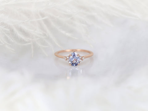 1.02ct Ready to Ship Juliet 14kt Rose Gold Lavender Cornflower Sapphire Diamond Art Deco Pear Cluster Ring