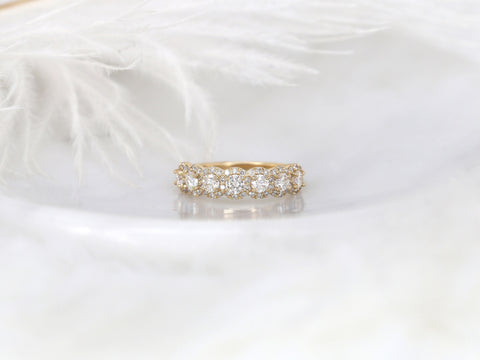 Fauna 14kt Gold Moissanite Diamond Round Halo Wedding Ring