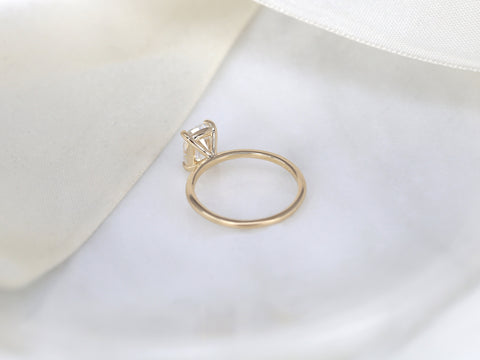 1.50ct Lola 8x6mm 14kt Gold Moissanite Ultra Dainty Elongated Cushion Solitaire Ring