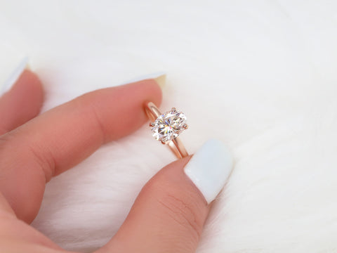 2.50ct Ready to Ship Dakota 2MM 10x7mm 14kt YELLOW Gold Forever One DEF Moissanite 4 Prong Oval Solitaire Engagement Ring