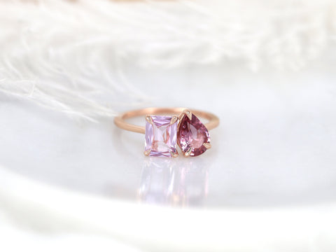 2.71cts Gemini 14kt Rose Gold Tickle Pink Sapphire Toi Et Moi Ring