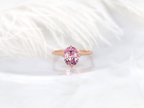 2.83ct Rosalita 14kt Rose Gold Pink Spinel Kite Set Oval Solitaire Ring,Unique Minimalist Oval Engagement Ring,Dainty Oval Ring,Blush Ring