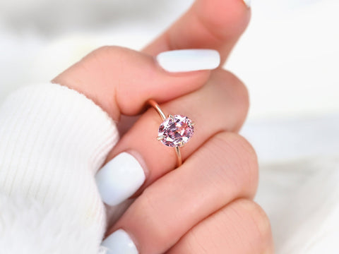 2.83ct Rosalita 14kt Rose Gold Pink Spinel Kite Set Oval Solitaire Ring,Unique Minimalist Oval Engagement Ring,Dainty Oval Ring,Blush Ring
