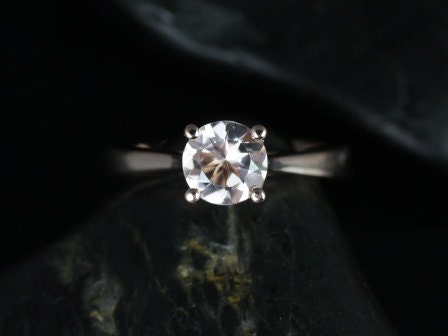 Rosados Box Heather 6mm 14kt Rose Gold Round Morganite and Diamonds Tulip Cathedral Solitaire Engagement Ring