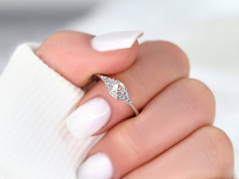 Malia 5mm 14kt Gold Rose Cut Moissanite Diamonds Dainty Cluster Ring