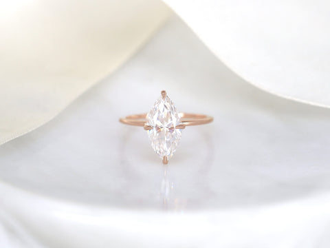 2.80ct Raven 14x7mm 14kt Gold Moissanite Marquise Solitaire Ring