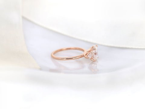 2ct Enya 9x7mm 14kt Rose Gold Moissanite Diamond 3 Stone Oval Engagement Ring,Three Stone Oval Ring,Unique Oval Ring,Anniversary Gift