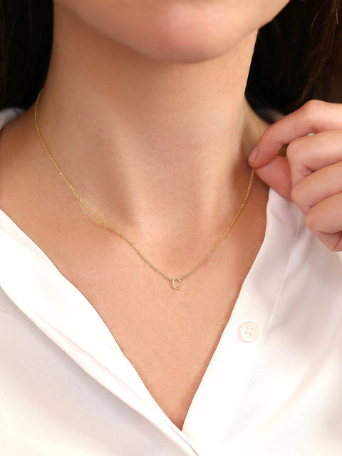 Solo 14kt Solid Gold Initial Necklace