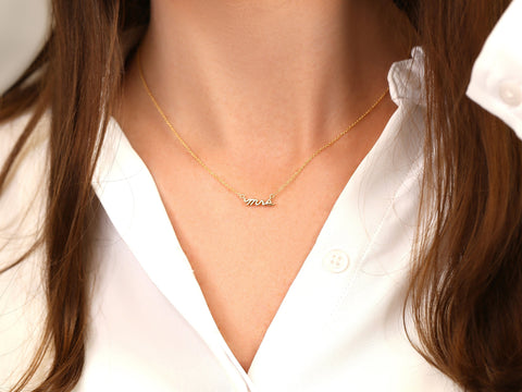 Mrs 14kt Solid Gold Dainty Minimalist Necklace