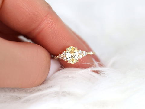 1.38ct Ready to Ship Aspen 14kt Gold Champagne Sapphire Diamond Oval Cluster Engagment Ring