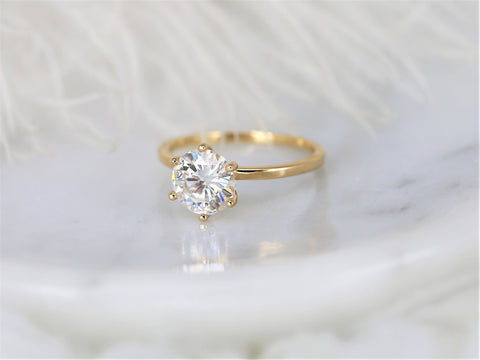 2ct Elaine 8mm 14kt Gold Moissanite Talon Six Prong Round Solitaire Ring
