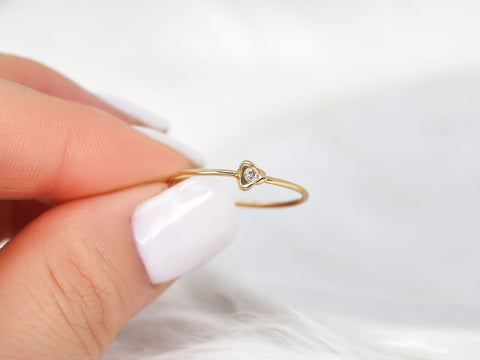 Ultra Petite Triage 14kt Gold Dainty Diamond Stacking Ring