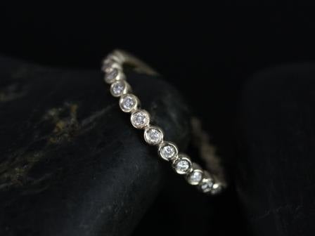 Petite Bubbles 14kt Yellow Gold Diamonds Bezel WITHOUT Milgrain ALMOST Eternity Ring Dainty Ring