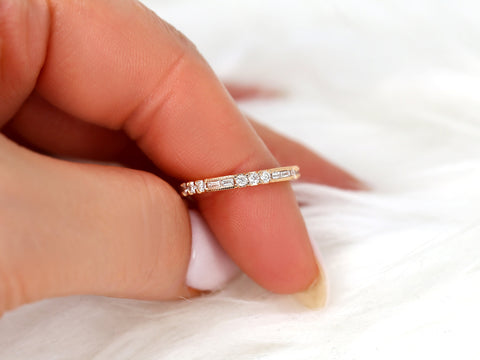 Gabriella 14kt WITH Milgrain Art Deco Diamond ALMOST Eternity Ring,Vintage Diamond Band,Unique Wedding Ring,Stackable Ring,Anniversary Gift