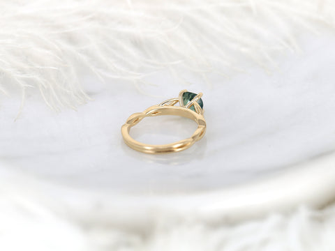 1.42ct Petite Cassidy 14kt Teal Sapphire Celtic Love Knot Round Solitaire,Crossover Ring,Triquetra Ring,Unique Engagement Ring,Anniversary