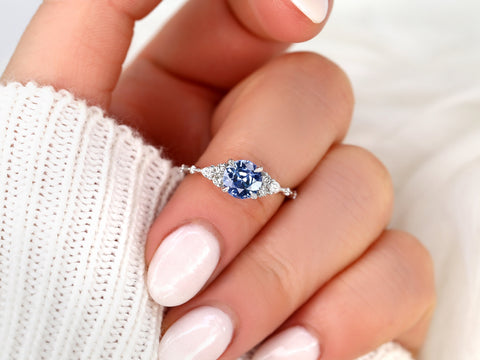 1.54ct Ready to Ship Anastasia 14kt White Gold Cornflower Sapphire Diamond Cluster Ring, Art Deco Ring,Dainty Unique Ring,Gift For Her