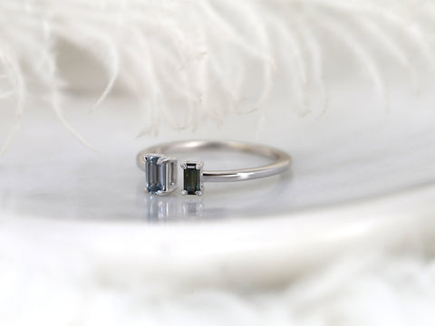 0.43ct Camden 14kt Gold Sapphire Spinel Emerald Cut Open Ring,Duo Stacking Ring,Open Cuff Ring,Toi Et Moi Ring,Unique Ring,Gift For Her