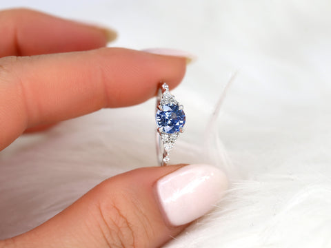 1.54ct Ready to Ship Anastasia 14kt White Gold Cornflower Sapphire Diamond Cluster Ring, Art Deco Ring,Dainty Unique Ring,Gift For Her