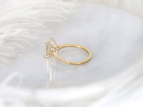 2.60ct Blake 9x7mm 14kt Gold Moissanite Diamond Emerald Cut Solitaire Ring,Emerald Solitaire Ring,Emerald Engagement Ring,Anniversary Gift