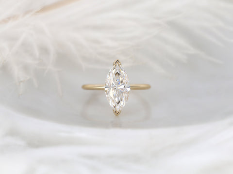 2.80ct Yumiko 14x7mm 14kt Moissanite Marquise Hidden Halo Ring,Minimalist Marquise Ring,Unique Marquise Engagement Ring,Secret Halo Ring