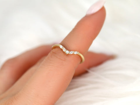 Rhae 14kt Gold Diamond Nesting Ring,Diamond Stacking Ring,Nature Curved Ring,Unique Wedding Ring,Gift For Her,Anniversary Ring,Unique Ring