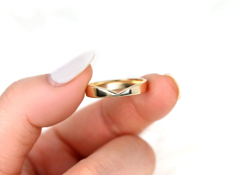 Cerys 4mm 14kt Gold Chevron Cigar Band,Unique Cigar Ring,Chevron Band,Nesting Ring,Cut Out Ring,Cigar Band,Unique Gold Ring,Wedding Ring