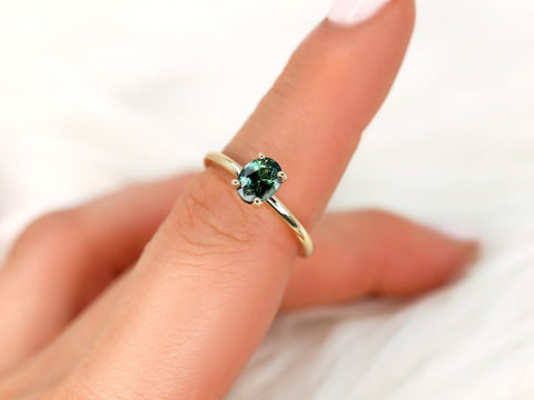 1.32ct Ready to Ship Dakota 14kt Gold Teal Sapphire Oval Solitaire Ring,Oval Engagement Ring,Sapphire Ring,September Birthstone,Gift For Her