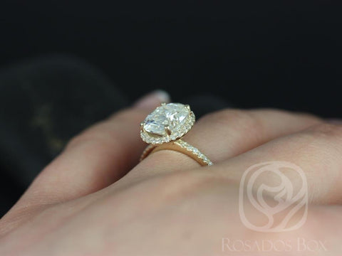 3ct Federella 10x8mm 14kt Gold Moissanite Diamond Classic Minimalist Dainty Pave Oval Halo Engagement Ring