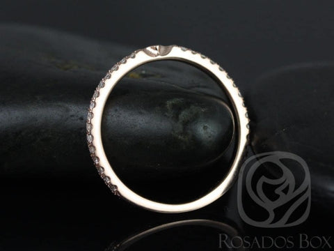 Thin Diamonds Notched Matching Band to Eloise 10/9mm  ALMOST Eternity Ring,14kt Gold,Rosados Box